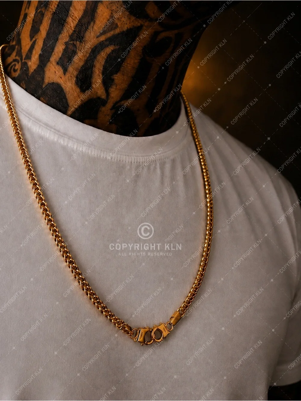 Hand-Cuff Chain 14K Gold - Made in Italy (Gold)